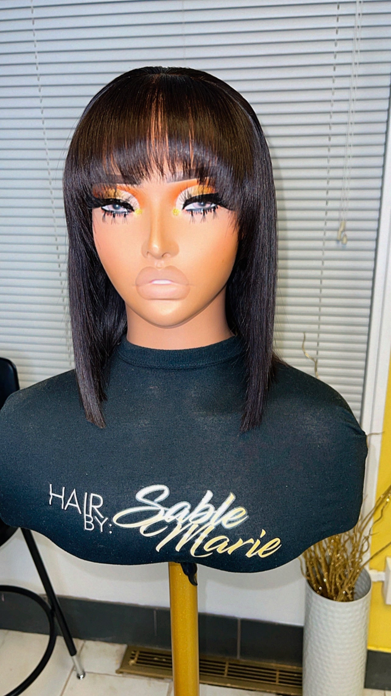 “AMY” 5x5 Transparent Lace Closure  Bob Wig w/ Bang Luxury Raw Straight